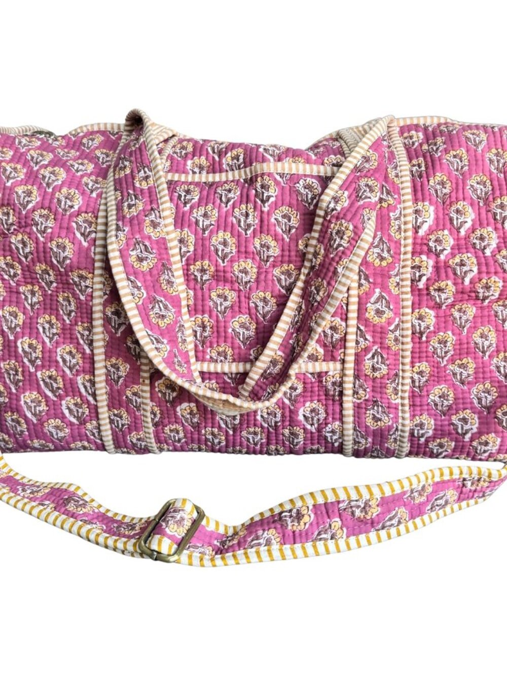Large Duffle Bag, Handblock Print 100% Quilted Cotton for Overnight Trip, Travel